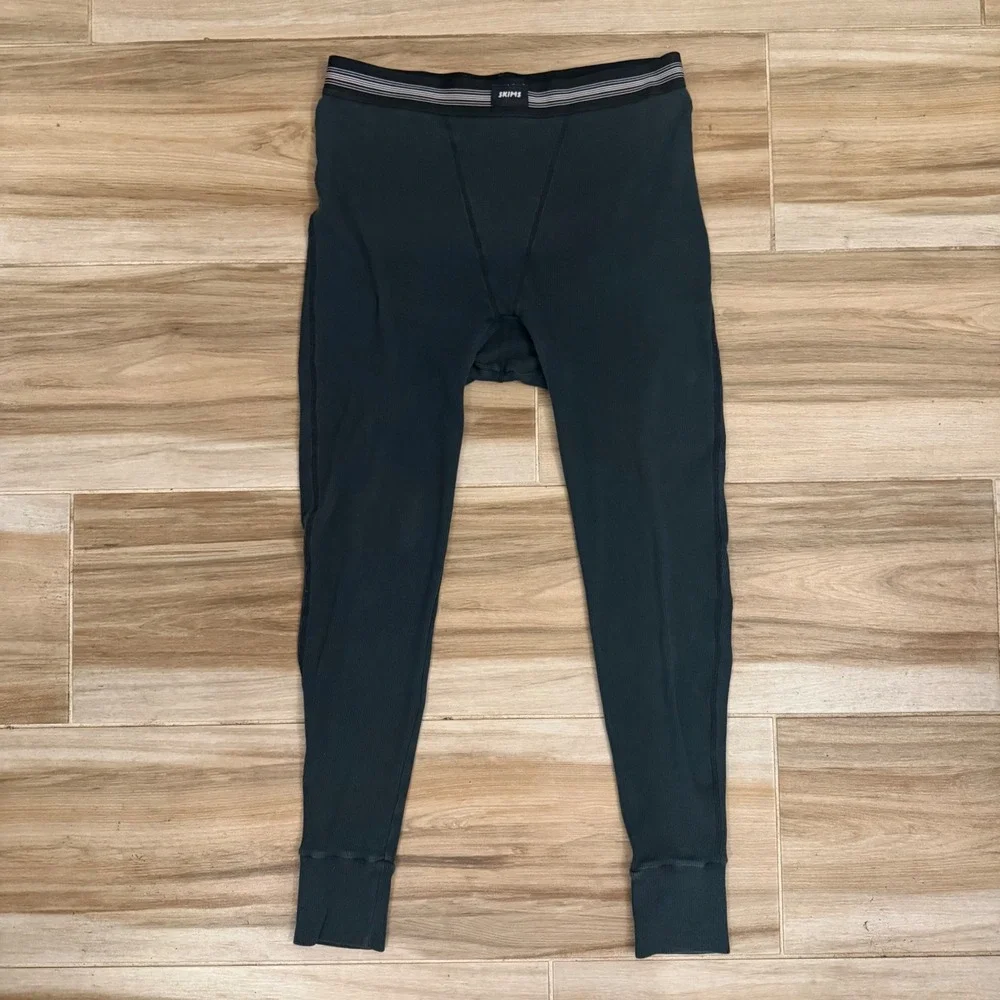 Skims‎ Mens Cotton Waffle Legging Dark Teal Blue Thermal Base Layer Size Large